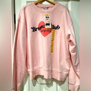Wildfox Oversized Brunch Club Everyday Raised Print 100% Cotton Sweatshirt SzM